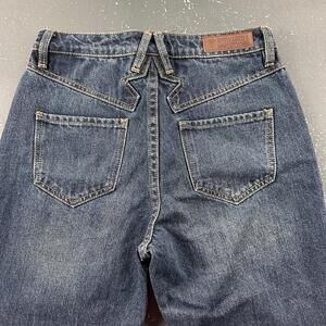 Rock Roll Jeans Women 29x33 Dark Blue Hi Rise Bootcut Smoke Rise Whiskered EUC